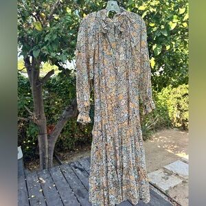 Free People Floral Maxi Dress - Orange, Blue, White